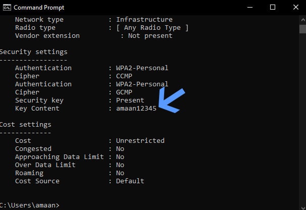 Wifi password command prompt