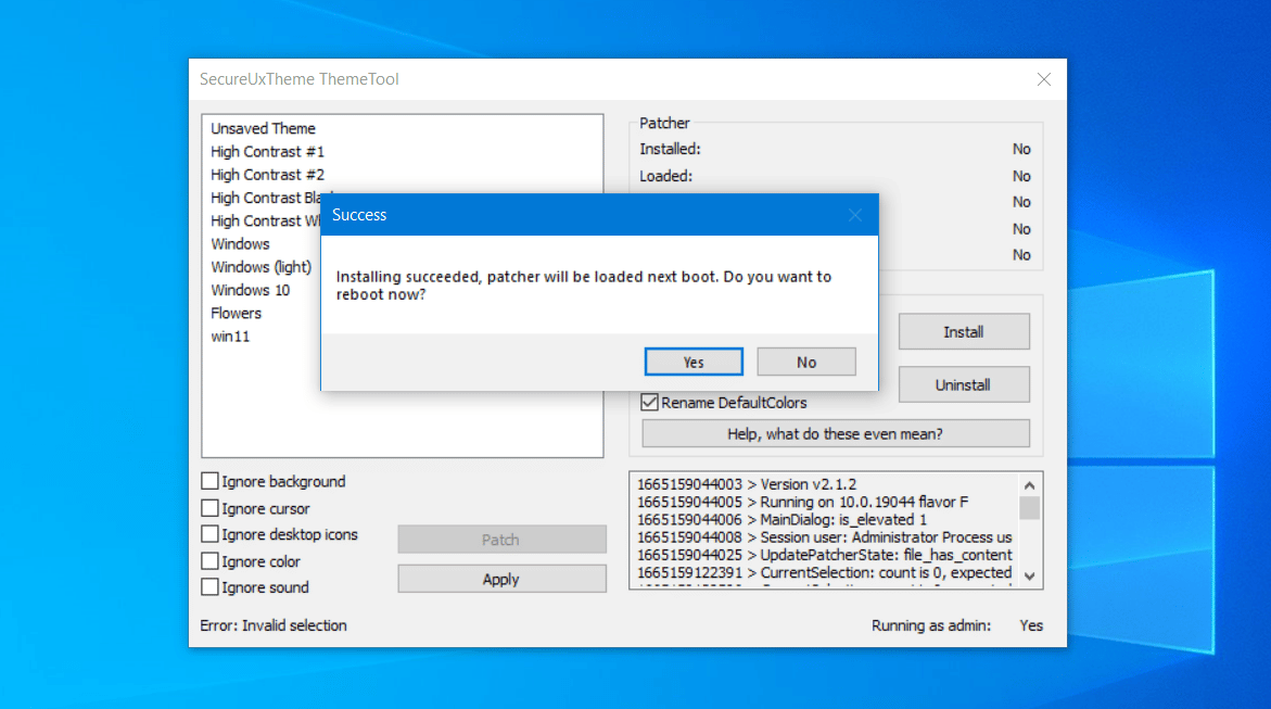 InstallSecureUXTheme tool on Windows 10