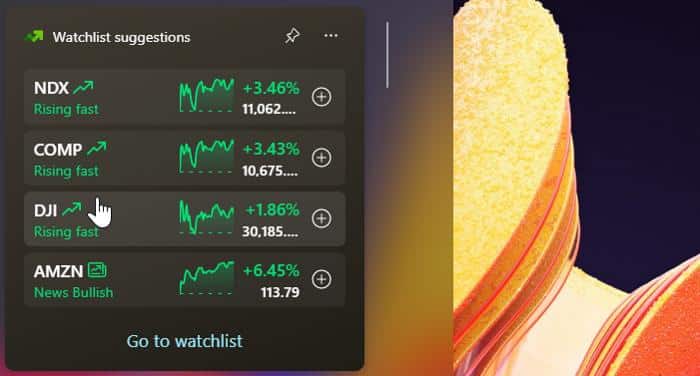 Watchlist widget