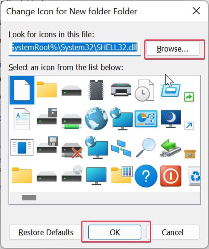Select folder icon